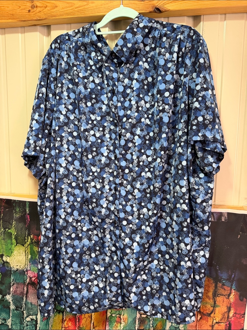 Only Necessities Women's Navy & Light Blue Dot-Print Button Down Shirt